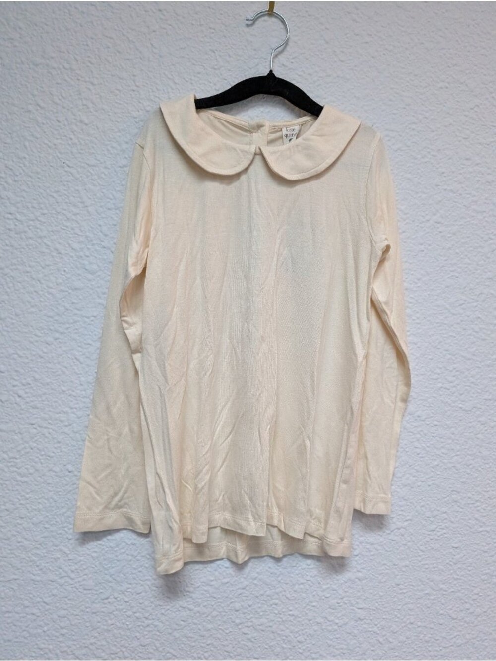 Kate Quinn Bamboo Oatmeal Off White Peter Pan Collar Tee Top 8Y Long Sleeve - Picture 3 of 4